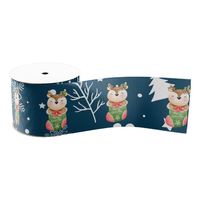 Deer Holidays Customize Grosgrain Ribbon (Spool)