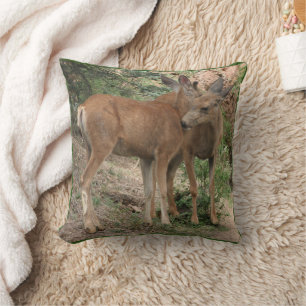 Deer Hugging Throw Pillow