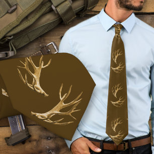 Deer Hunter Antlers Dark Brown Tie