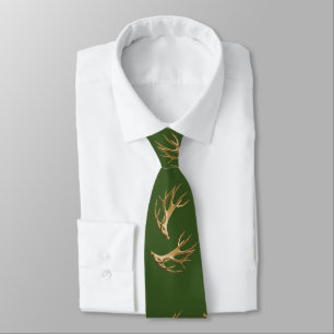 Deer Hunter Antlers Forest Green Tie