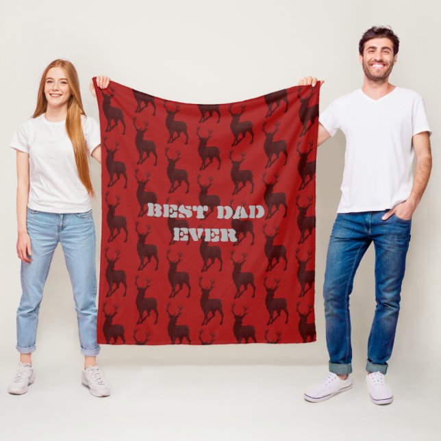 Deer Hunter Best Dad Red Fleece Blanket (In Situ)