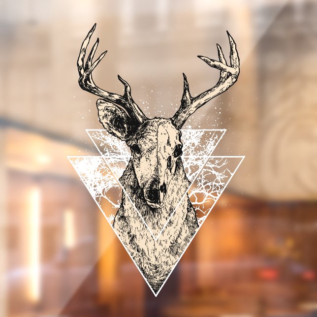 Deer Hunter Buck European Skull  Window Cling (Sheet 2)