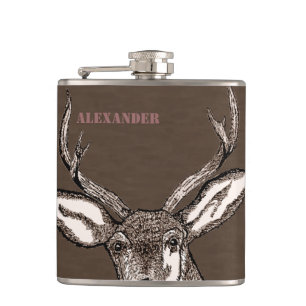 Deer Hunter Buck Personalized Hip Flask