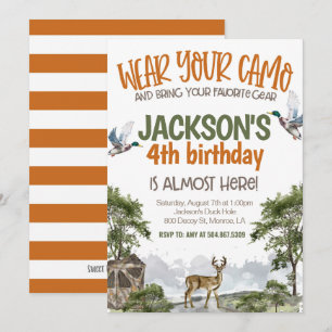 Deer Hunter Camo Birthday Invitation