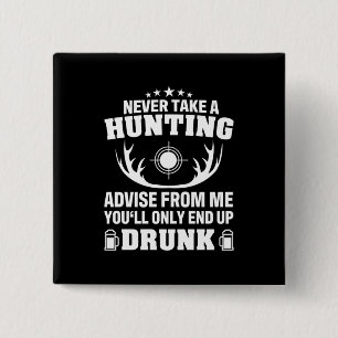 Deer Hunter Drinking 2 Inch Square Button