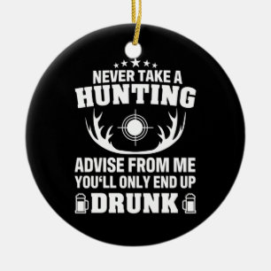 Deer Hunter Drinking Ceramic Ornament