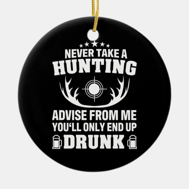 Deer Hunter Drinking Ceramic Ornament (Front)