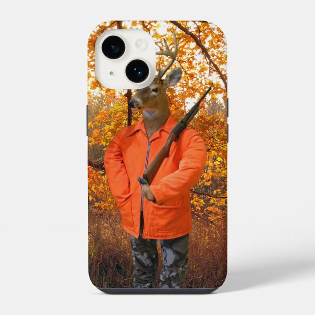 Deer Hunter In Woods iPhone Case (Back)