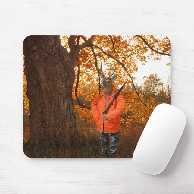 Deer Hunter In Woods Mouse Pad (With Mouse)