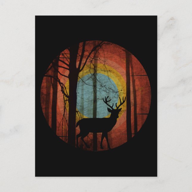 DEER HUNTER VINTAGE POSTCARD (Front)