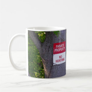 deer hunter with no hunting sign coffee mug