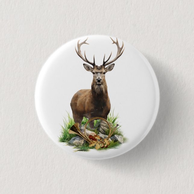 Deer Hunting 1 Inch Round Button (Front)