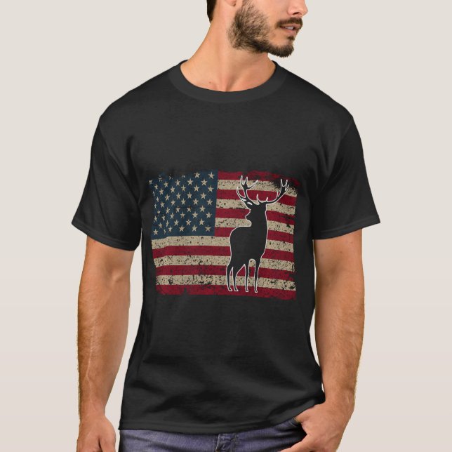 Deer Hunting American Flag Usa Proud Hunter Gift I T-Shirt (Front)