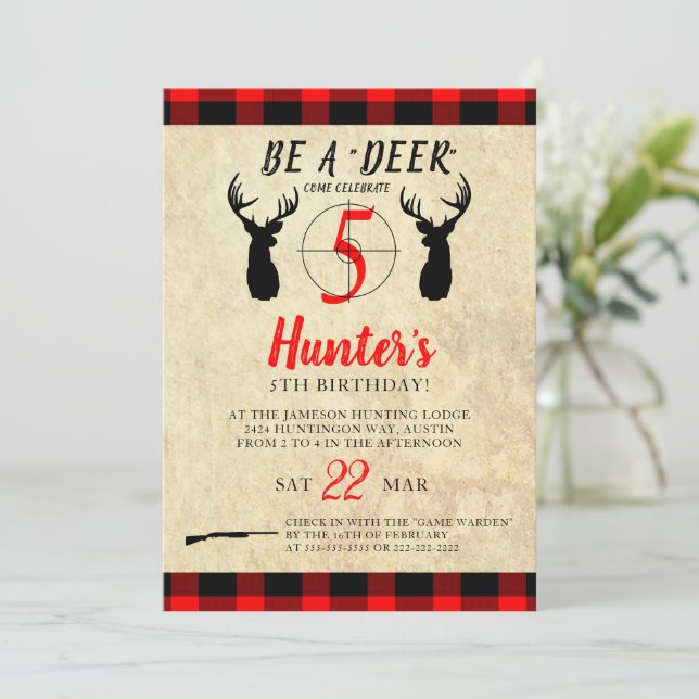 Deer Hunting Birthday Party Invitation (Standing Front)