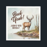 Deer Hunting Buck Yeah 40th Birthday Napkin<br><div class="desc">Celebrate turning forty with a little buck yeah energy using this Deer Hunting–themed 40th Birthday Napkin. Featuring a rustic watercolor deer in the woods design, this napkin adds the perfect outdoorsy touch to hunting lodge, cabin, or backyard birthday celebrations. Designed for adult men and hunters, it works beautifully as both...</div>