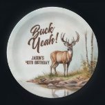 Deer Hunting Buck Yeah 40th Birthday Paper Plate<br><div class="desc">Celebrate turning forty with a little buck yeah energy using this Deer Hunting–themed 40th Birthday Napkin. Featuring a rustic watercolor deer in the woods design, this paper plate adds the perfect outdoorsy touch to hunting lodge, cabin, or backyard birthday celebrations. Designed for adult men and hunters, it works beautifully as...</div>