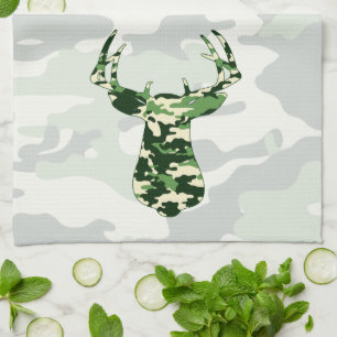 Deer Hunting Camo Buck Kitchen Towel