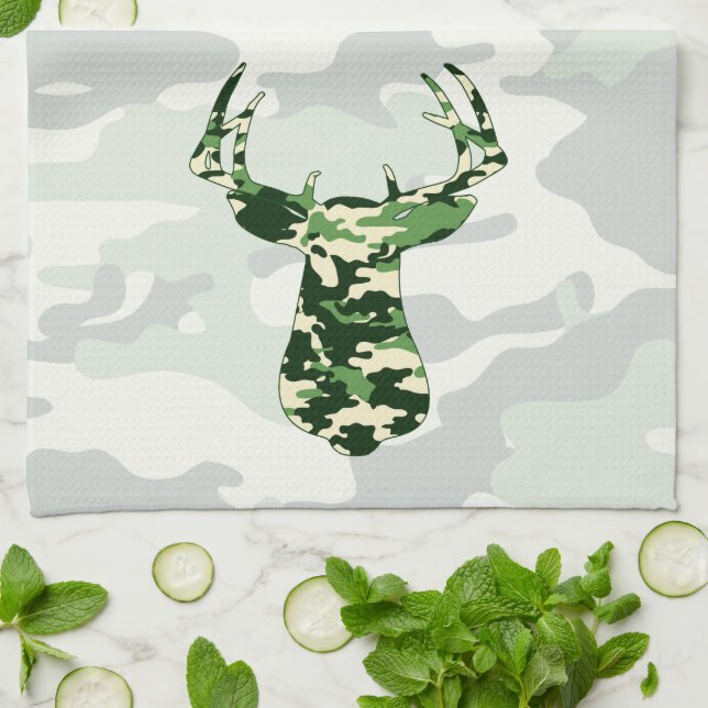 Deer Hunting Camo Buck Kitchen Towel (Folded)