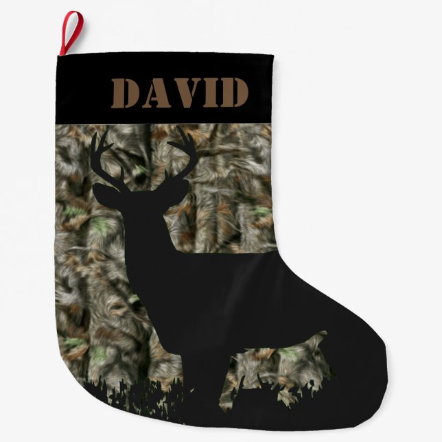 Deer Hunting Camo Christmas Stocking (Front)