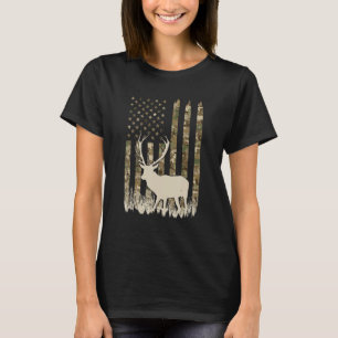 Deer Hunting Camo Hunter American Flag Usa Us Elk  T-Shirt