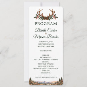 Deer Hunting Camo Mountain Wedding Program