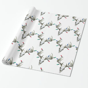 Deer Hunting Christmas Lights in Antlers Wrapping Paper