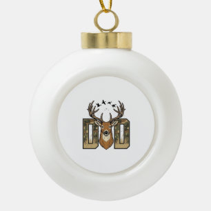 Deer Hunting Dad Camo Buck Vector Shirt Design_1 Ceramic Ball Christmas Ornament
