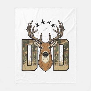 Deer Hunting Dad Camo Buck Vector Shirt Design_1 Fleece Blanket