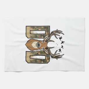 Deer Hunting Dad Camo Buck Vector Shirt Design_1 Kitchen Towel