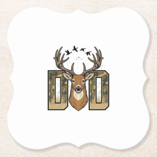 Deer Hunting Dad Camo Buck Vector Shirt Design_1 Paper Coaster