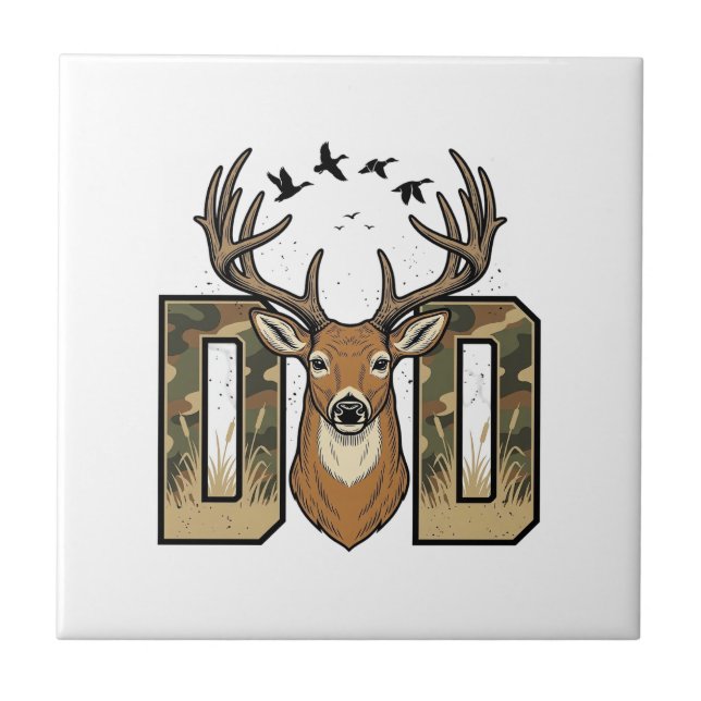 Deer Hunting Dad Camo Buck Vector Shirt Design_1 Tile (Front)