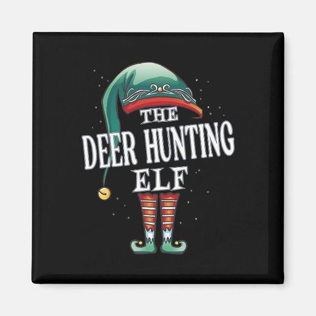 Deer Hunting Elf Christmas Group Xmas Pajama Party Magnet (Front)