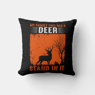 Deer Hunting Family Tree Throw Pillow