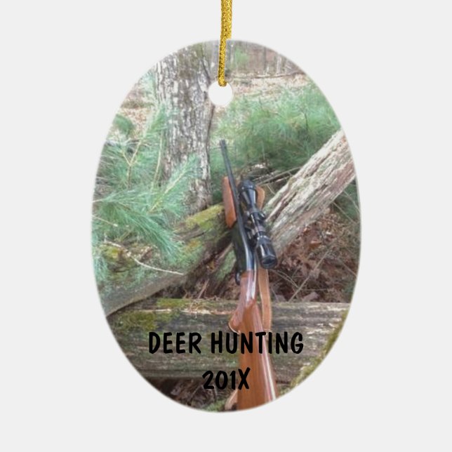 Deer Hunting Firearms Ceramic Ornament (Front)