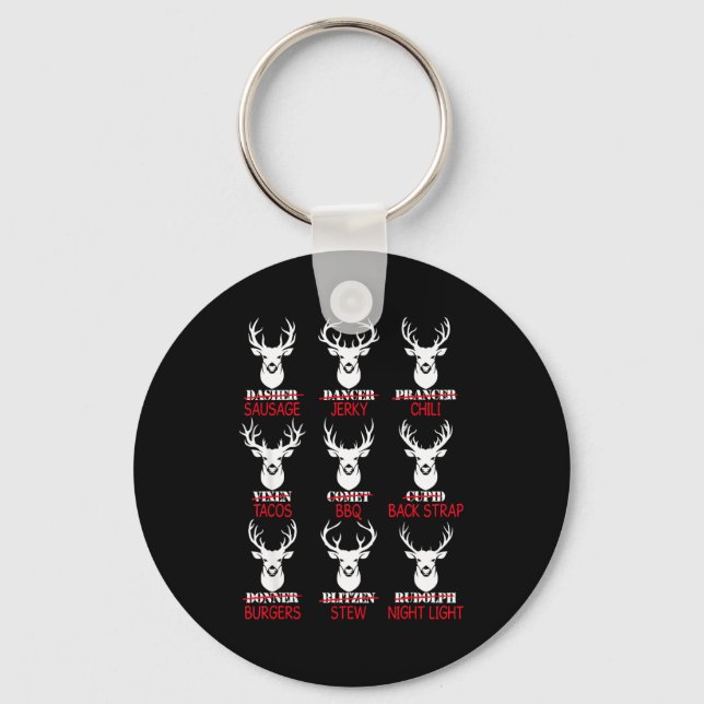 Deer Hunting Gift Hunter Of All Santa's Reindeer  Keychain (Front)
