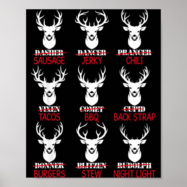 Deer Hunting Gift Hunter Of All Santa's Reindeer  Poster (Front)
