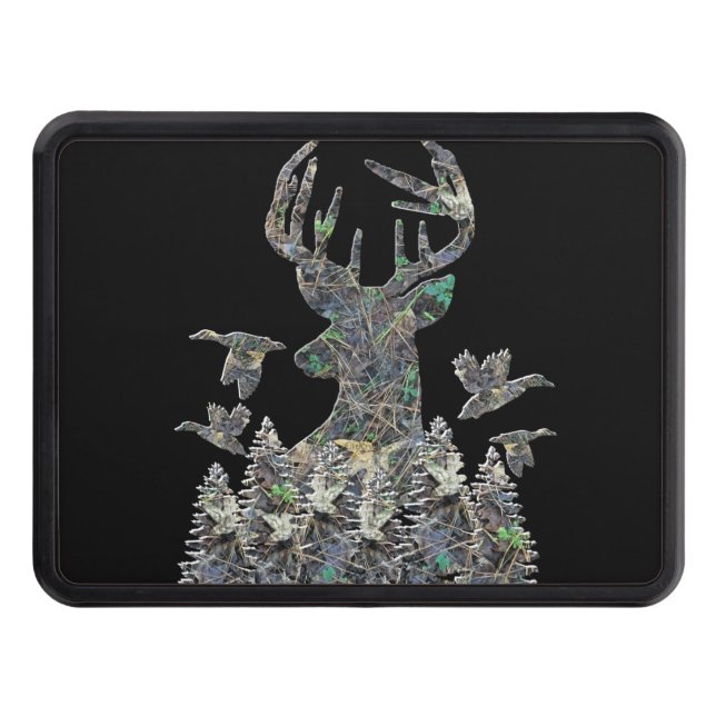 Deer Hunting Gifts, Camo Buck Duck Hitch Cover (Front)