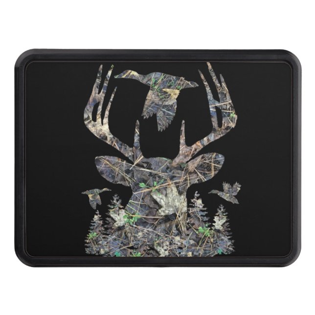 Deer Hunting Gifts, Camo Buck Duck Trailer Hitch Cover (Front)