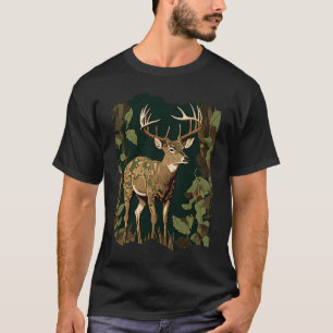 Deer Hunting Green Brown Camo Camouflage Artwork   T-Shirt