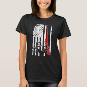 Deer Hunting Gun American Usa Flag Hunter Patrioti T-Shirt