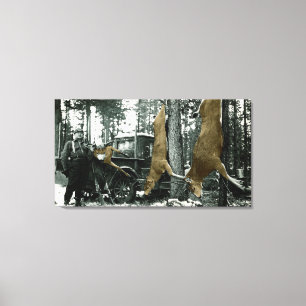 DEER HUNTING HUNTER VINTAGE PHOTOGRAPH COLORSPLASH CANVAS PRINT