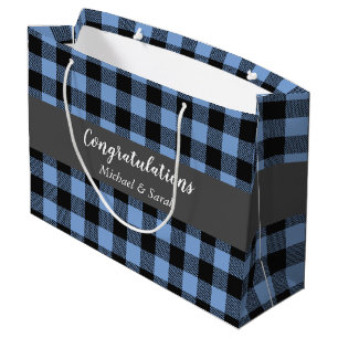 Deer Hunting Lodge Baby Shower Antlers Boy Blue Large Gift Bag