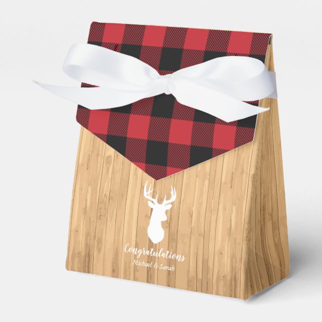 Deer Hunting Lodge Baby Shower Antlers Favor Box (Front Side)