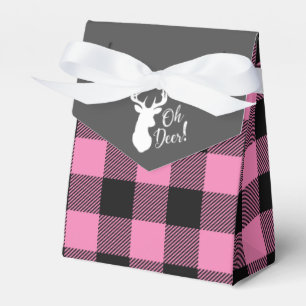 Deer Hunting Lodge Baby Shower Antlers Girl Pink Favor Box