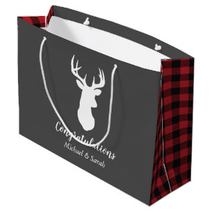 Deer Hunting Lodge Baby Shower Antlers Large Gift Bag