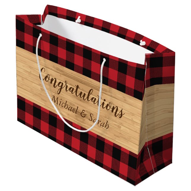 Deer Hunting Lodge Baby Shower Antlers Large Gift Bag (Back Angled)