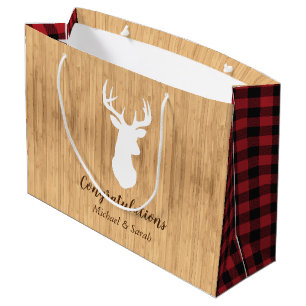 Deer Hunting Lodge Baby Shower Antlers Large Gift Bag