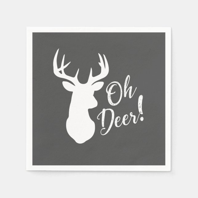 Deer Hunting Lodge Baby Shower Antlers Napkin (Front)