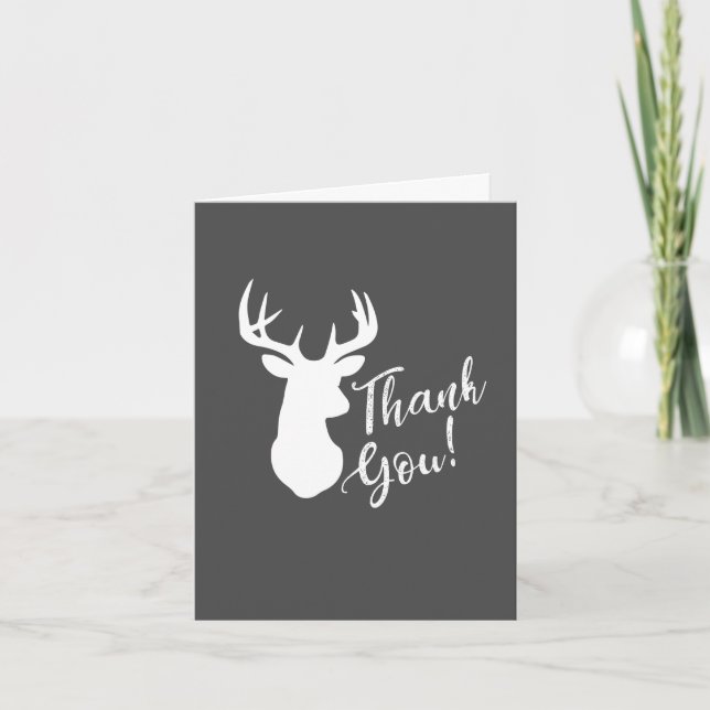 Deer Hunting Lodge Baby Shower Antlers Thank You Card (Front)