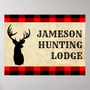 Deer Hunting Lodge Birthday Theme Party Poster